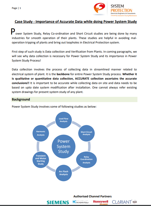 Importance of availability of Accurate Data while doing Power System Study